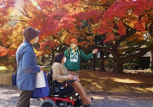 御苑の秋 ようやく満喫/車いすで観察会